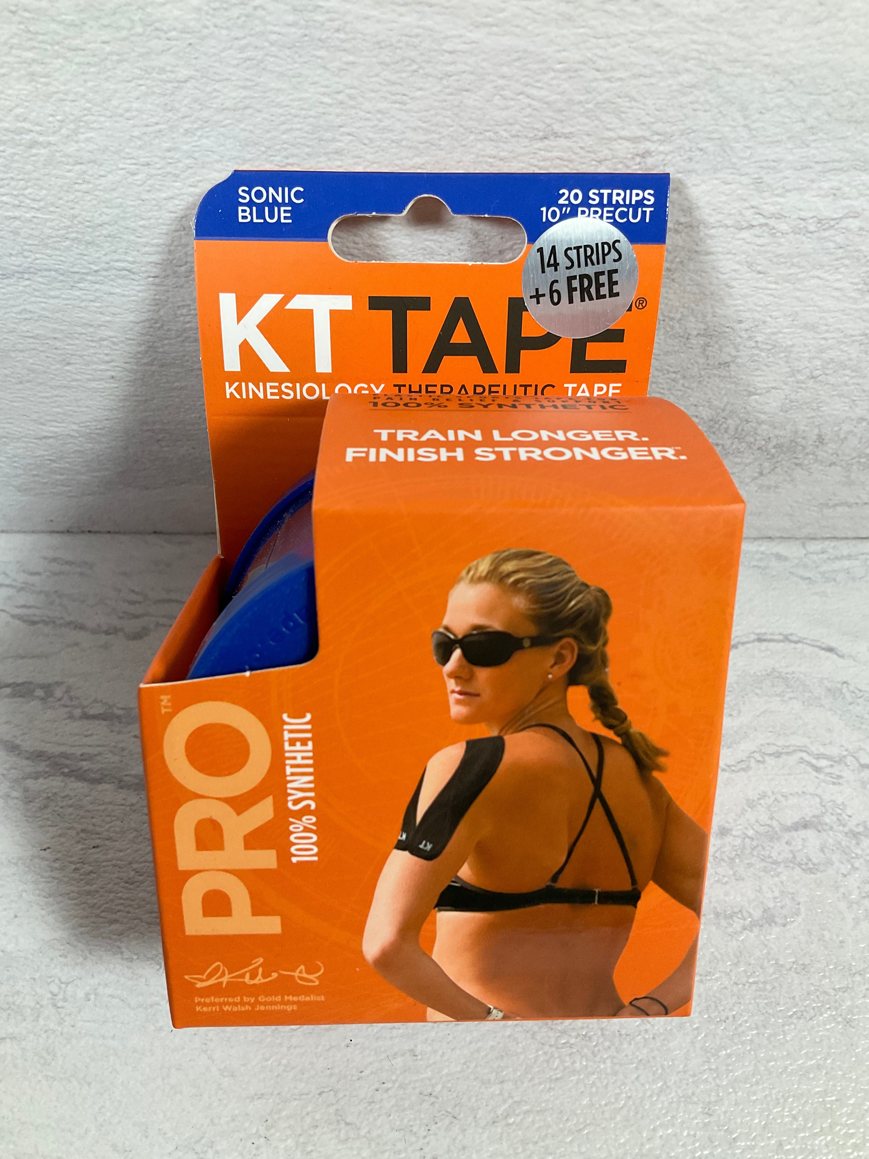 KT Tape Pro 10" Precut Kinesiology Elastic Sports Roll 20 Strips Sonic Blue (6948481466551)